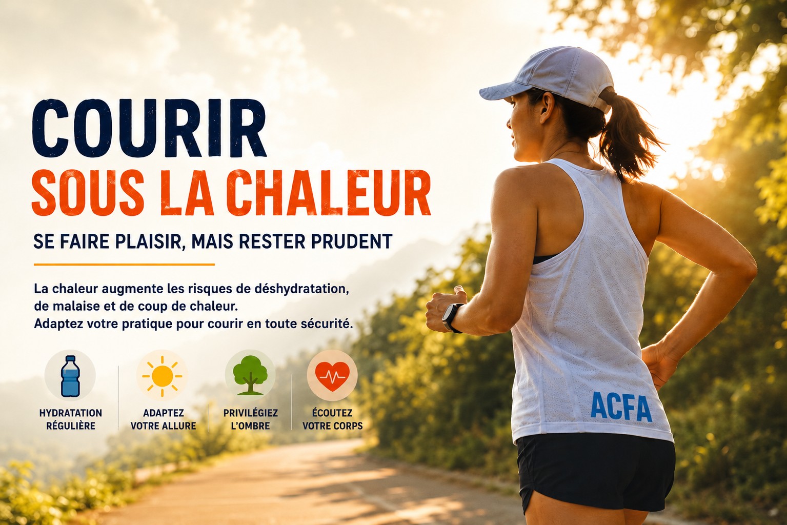 Courir sous la chaleur - conseils ACFA