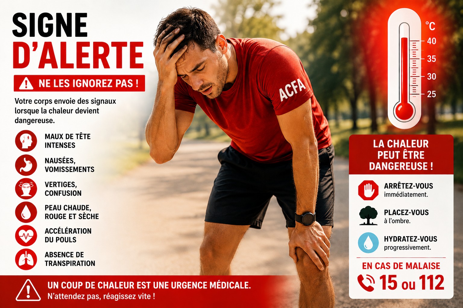 Signes d’alerte du coup de chaleur chez le coureur