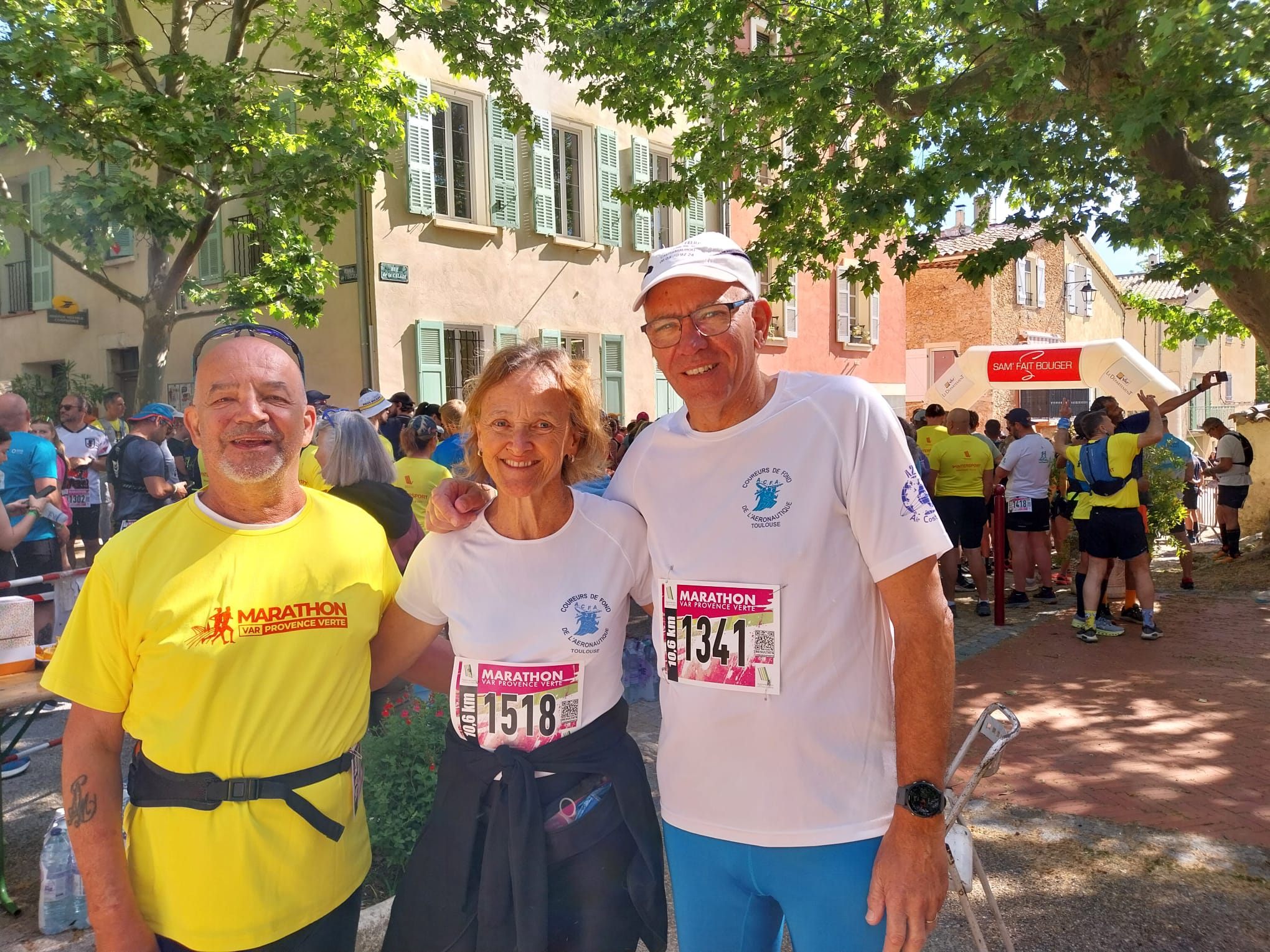 Françoise Vallin, Georges Martinez et Pascal Petit au départ du 10,4 km à Vins-sur-Caramy lors du Marathon Var Provence Verte 2026