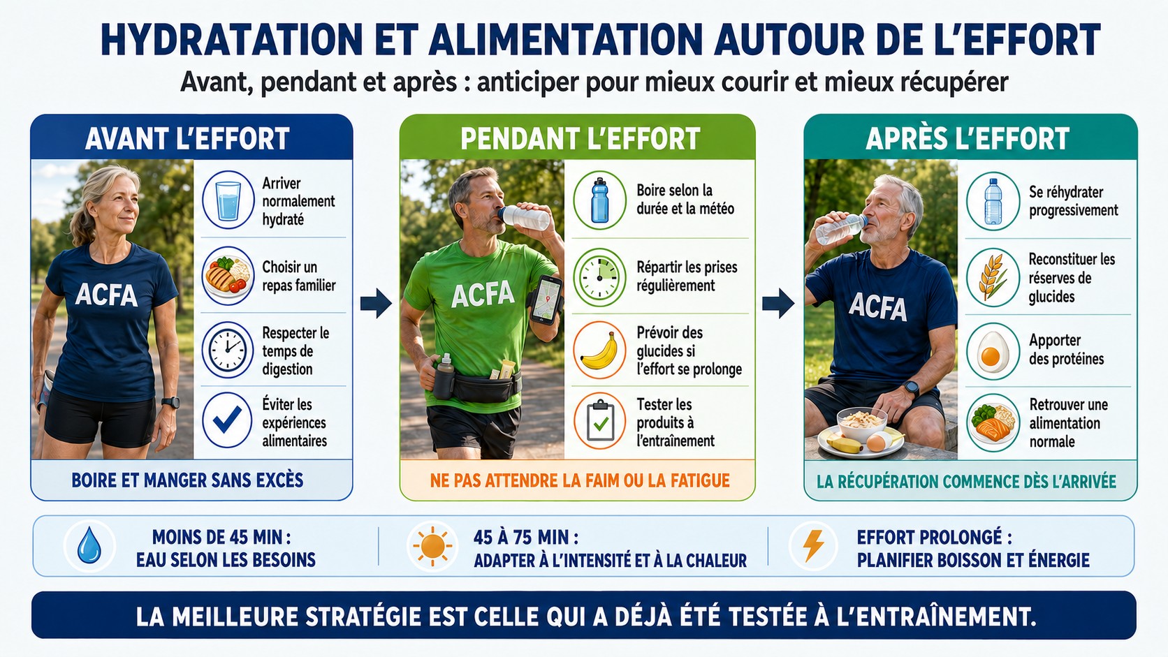Conseils d’hydratation et d’alimentation avant, pendant et après une course