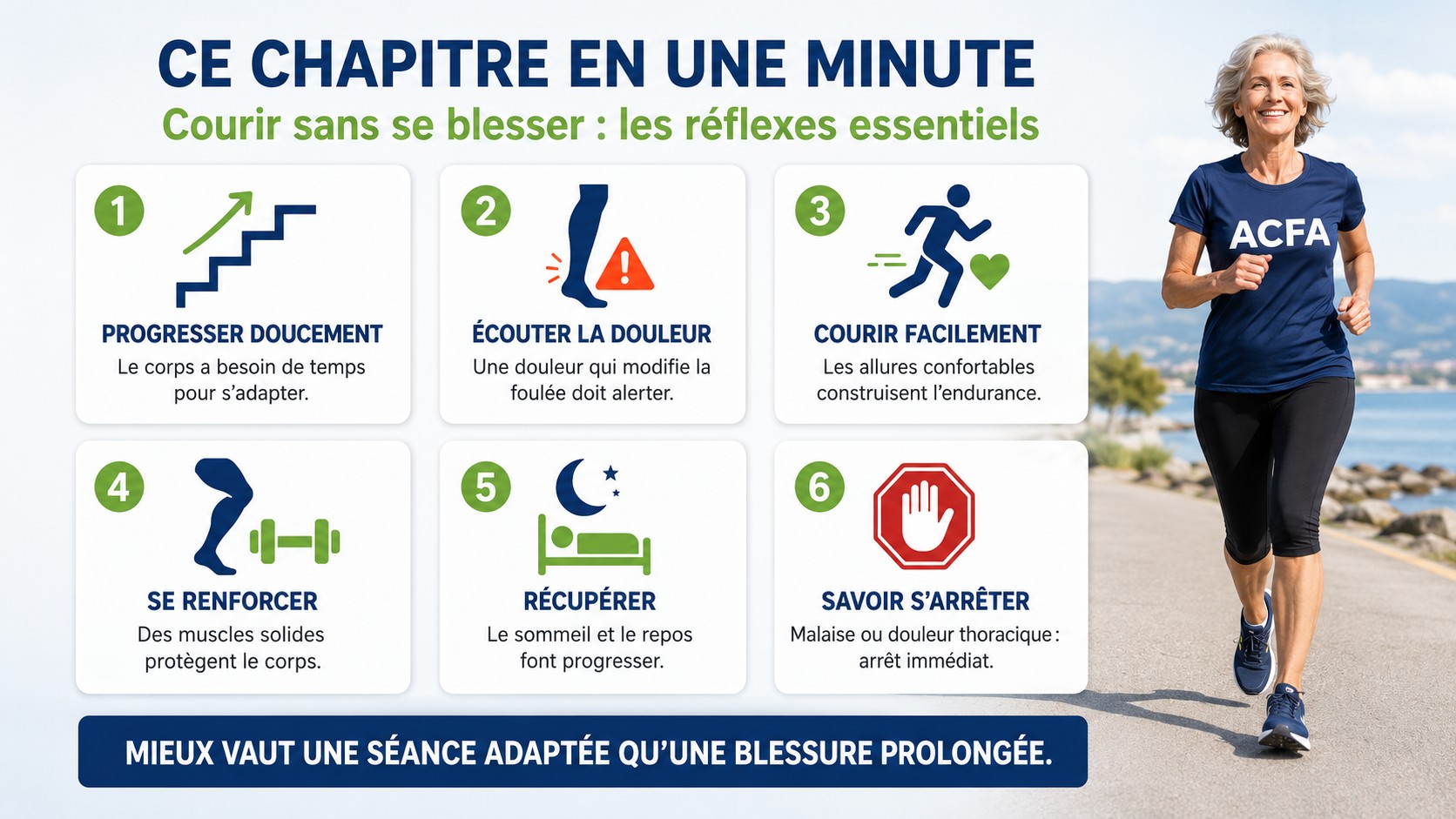 Résumé des réflexes essentiels pour courir sans se blesser à tout âge