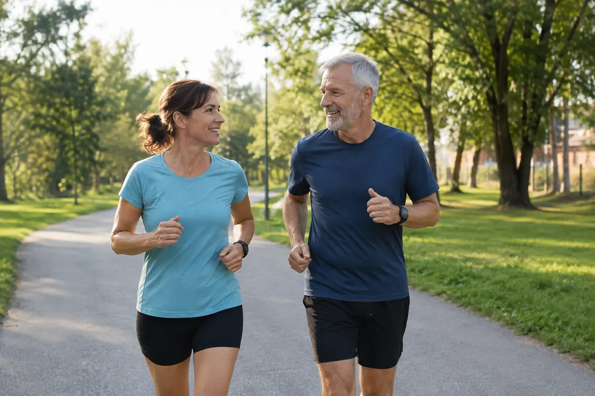 Femme et homme courant ensemble en endurance facile