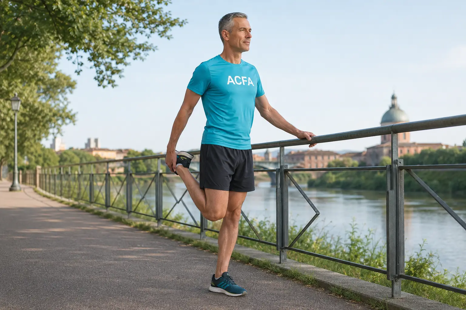 Étirement du quadriceps debout avec un appui