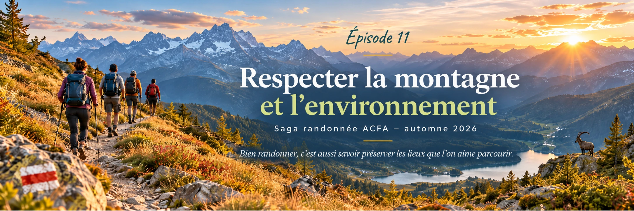 Respecter la nature en randonnée : randonneurs en montagne dans un environnement préservé