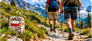 Randonneurs restant sur un sentier balisé en montagne
