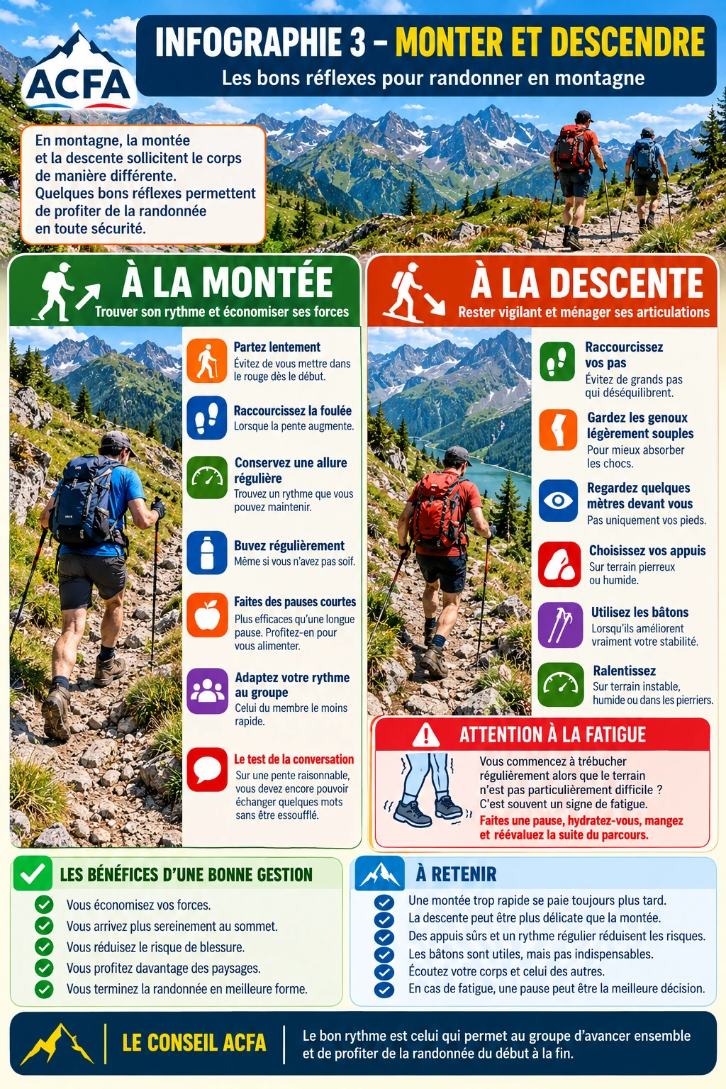 Randonner en montagne : les bons réflexes à la montée et à la descente