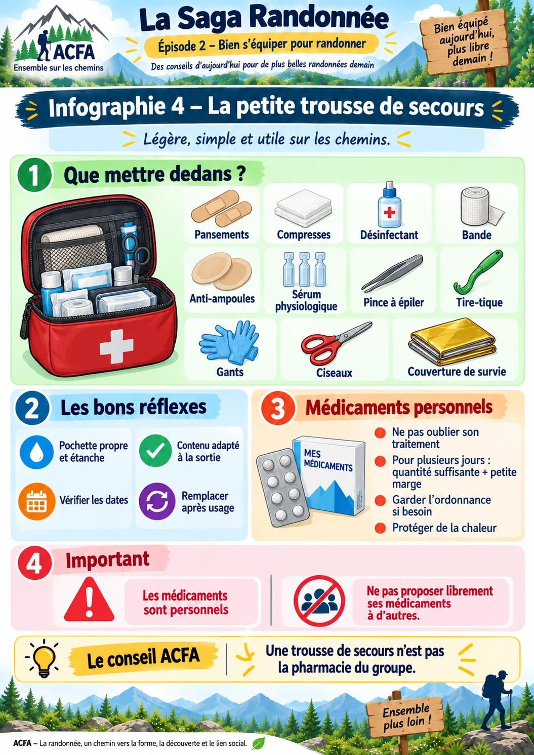Contenu d'une petite trousse de secours pour la randonnée