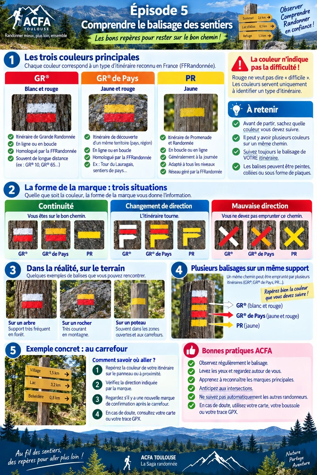 Balisage des sentiers de randonnée : couleurs, formes et marques