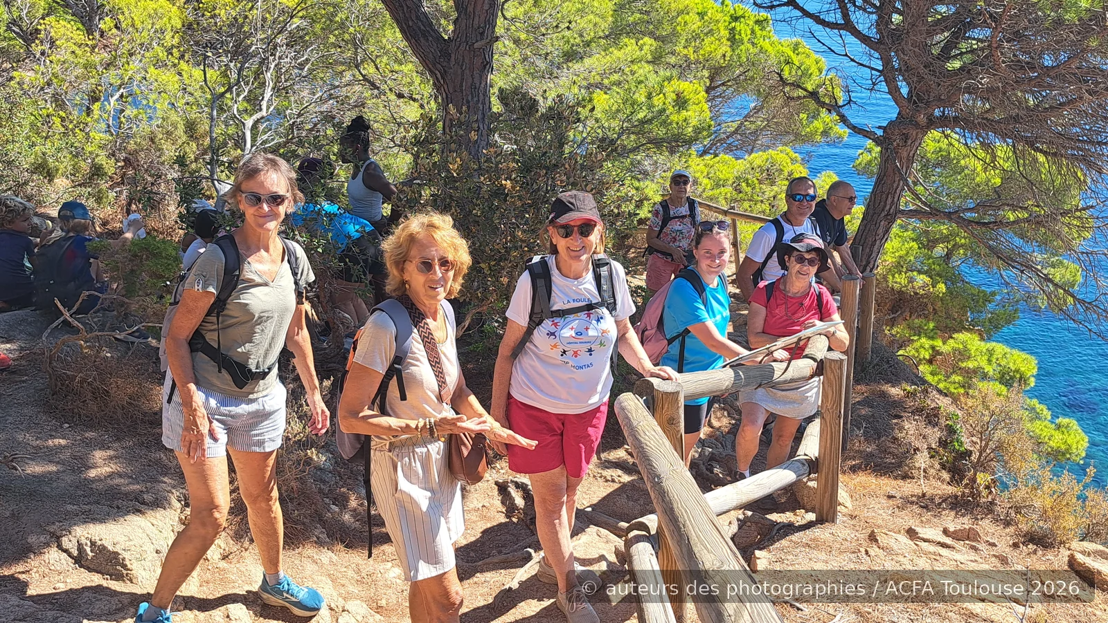 Groupe ACFA sur le chemin de ronde entre Sant Feliu et Sant Pol