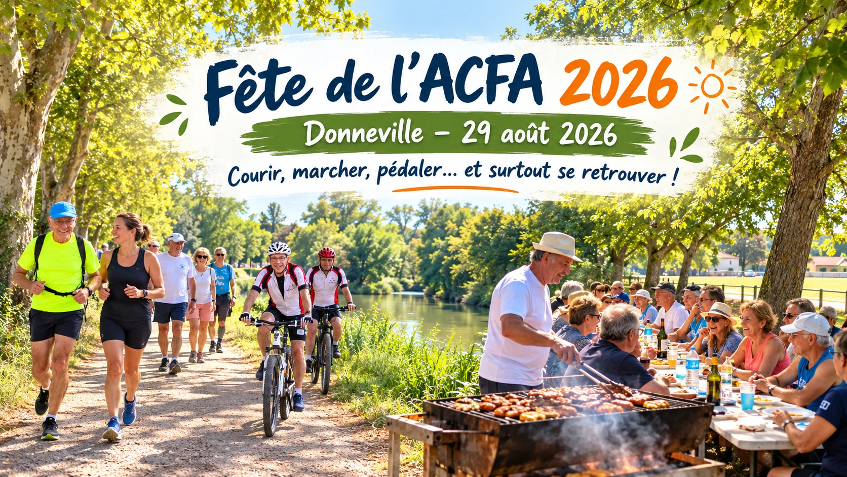 Fête de l’ACFA 2026 à Donneville avec course, marche, vélo, barbecue et repas convivial